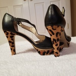 Leopard print heel platforms